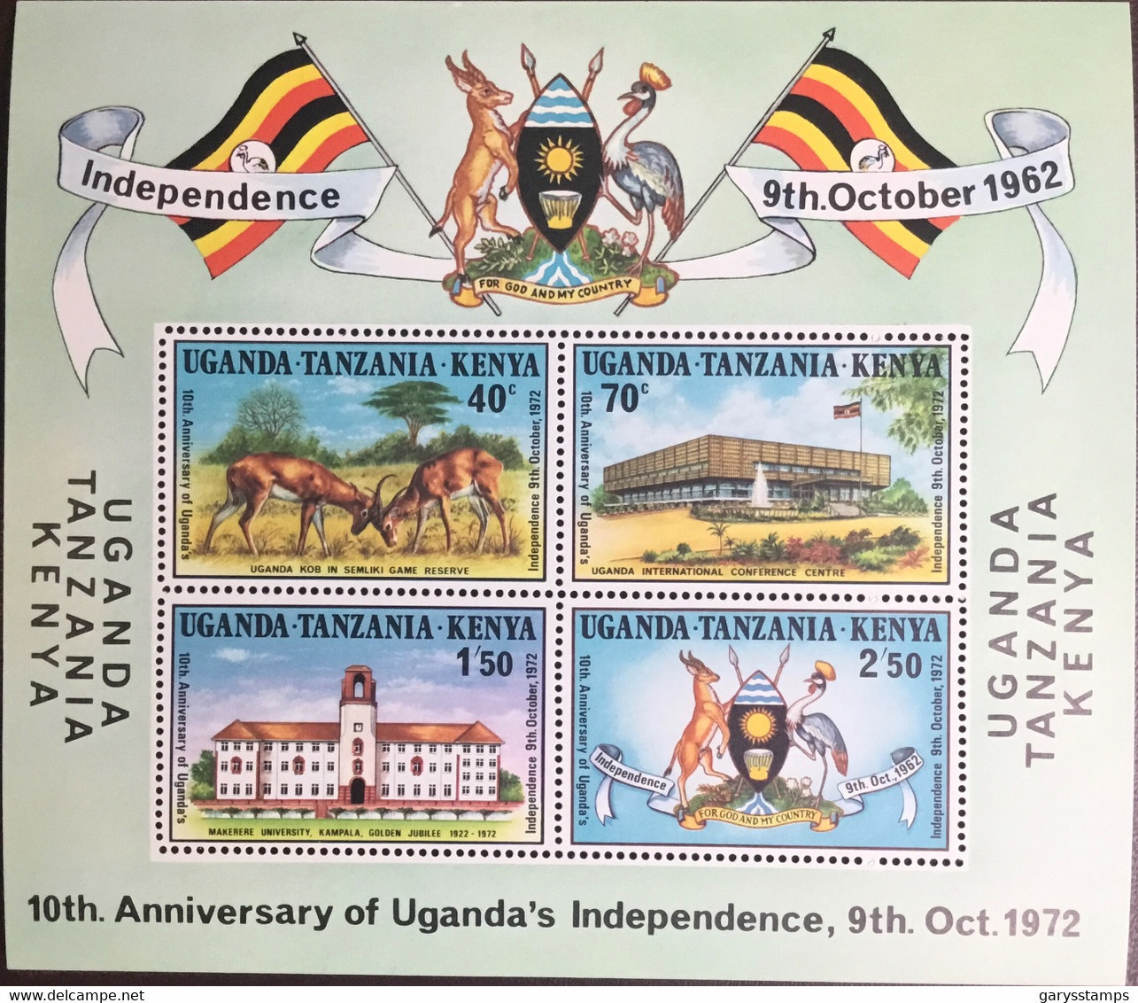 Kenya Uganda Tanzania 1972 Uganda Independence Anniversary Animals Minisheet MNH - Uganda (...-1962)