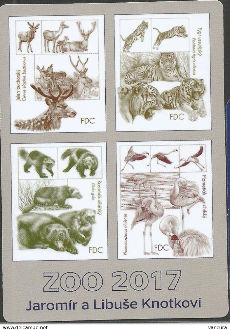 Czech Republic 2017 ZOO Tiger Wolverine Flamingo Deer - Petit Format : 2001-...