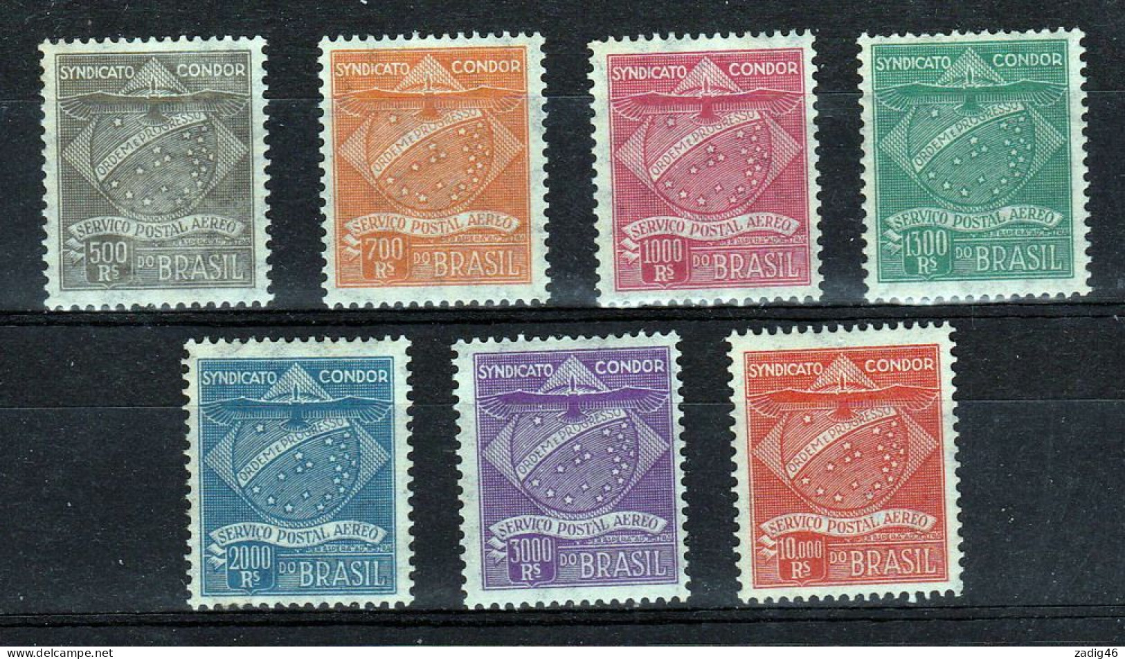 BRESIL - COMPAGNIE CONDOR - TIMBRES N° 1 A 7 - NEUFS AVEC INFIMES TRACES DE CHARNIERES A PEINE VISIBLES - Airmail (Private Companies)