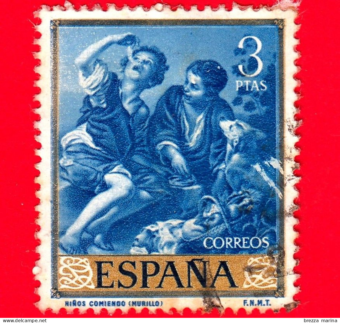 SPAGNA  - Usato - 1960 - Giornata Del Francobollo - Dipinti Di Bartolomé Esteban Murillo - Bambini Che ... - 3 - Oblitérés