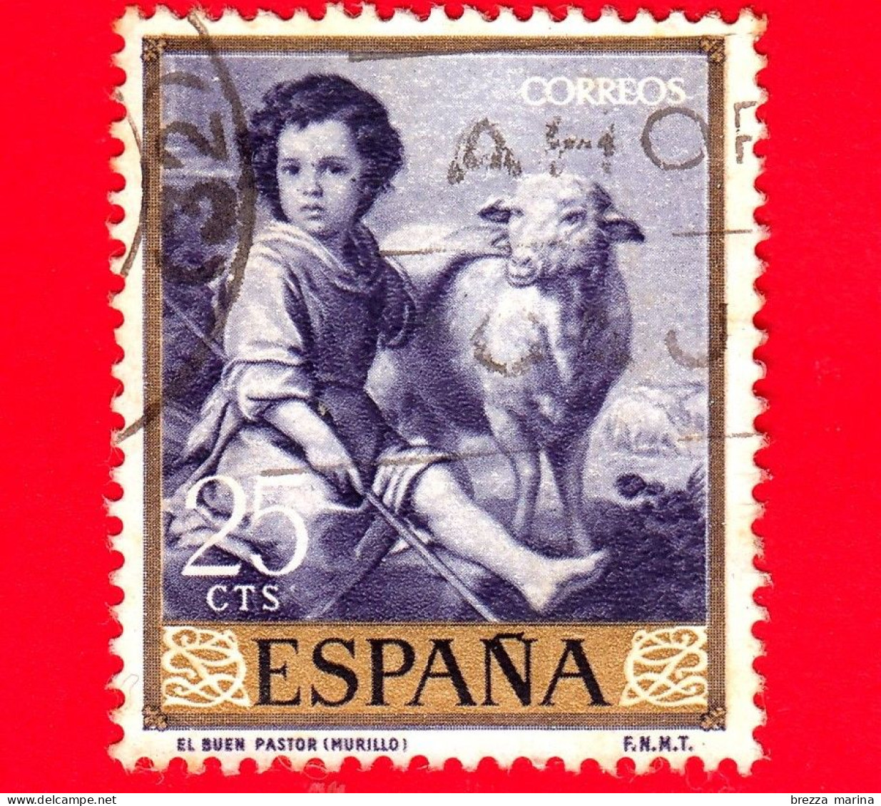 SPAGNA  - Usato - 1960 - Giornata Del Francobollo - Dipinti Di Bartolomé Esteban Murillo - Il Buon Pastore - 25 - Used Stamps