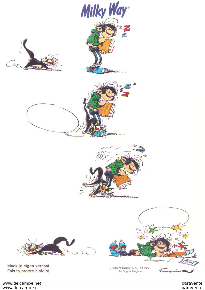 GASTON LAGAFFE : 3 Affiches Publicité FAIS TA PROPRE HISTOIR Pour MILKY WAY 1990 - Gaston