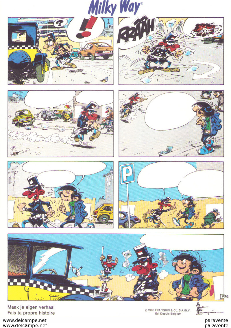 GASTON LAGAFFE : 3 Affiches Publicité FAIS TA PROPRE HISTOIR Pour MILKY WAY 1990 - Gaston