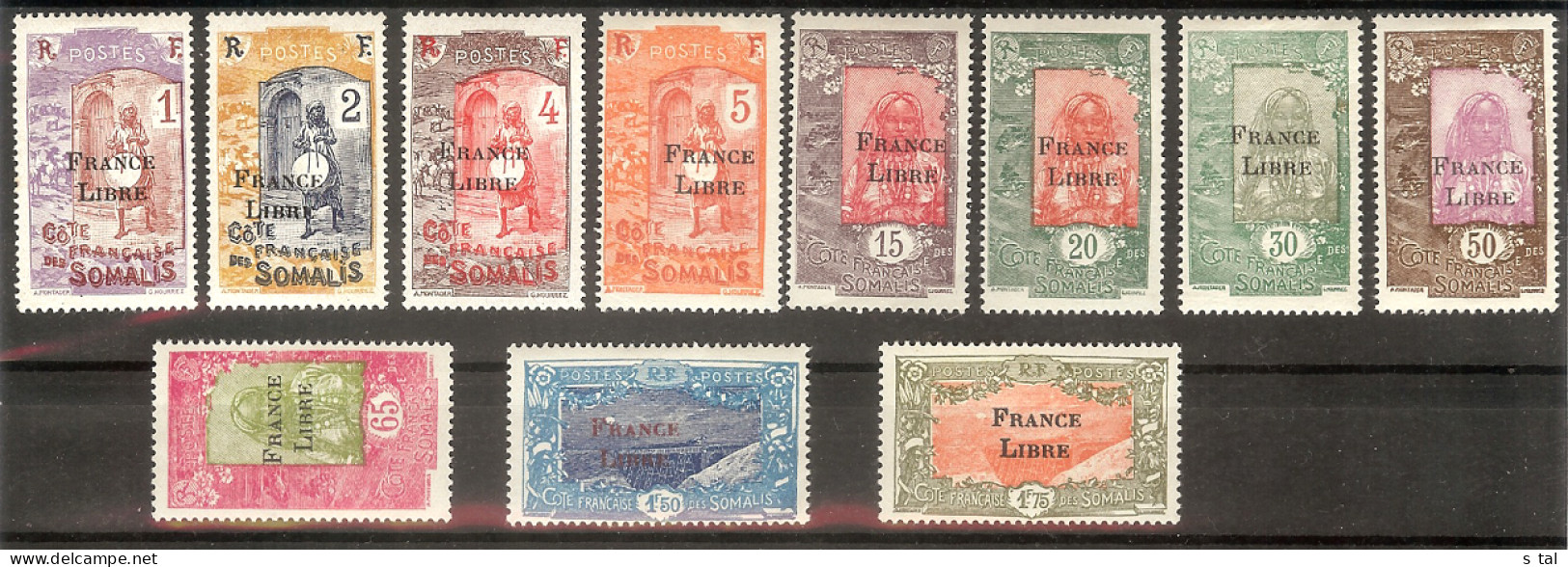 French SOMALI Animals,fishes  Set 11 Stamps Overp. MH - Sonstige & Ohne Zuordnung