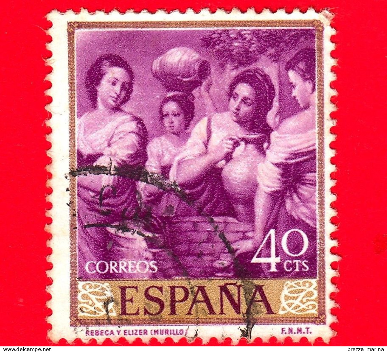 SPAGNA  - Usato - 1960 - Giornata Del Francobollo - Dipinti Di Bartolomé Esteban Murillo - Rebecca Ed Elisa - 40 - Gebraucht