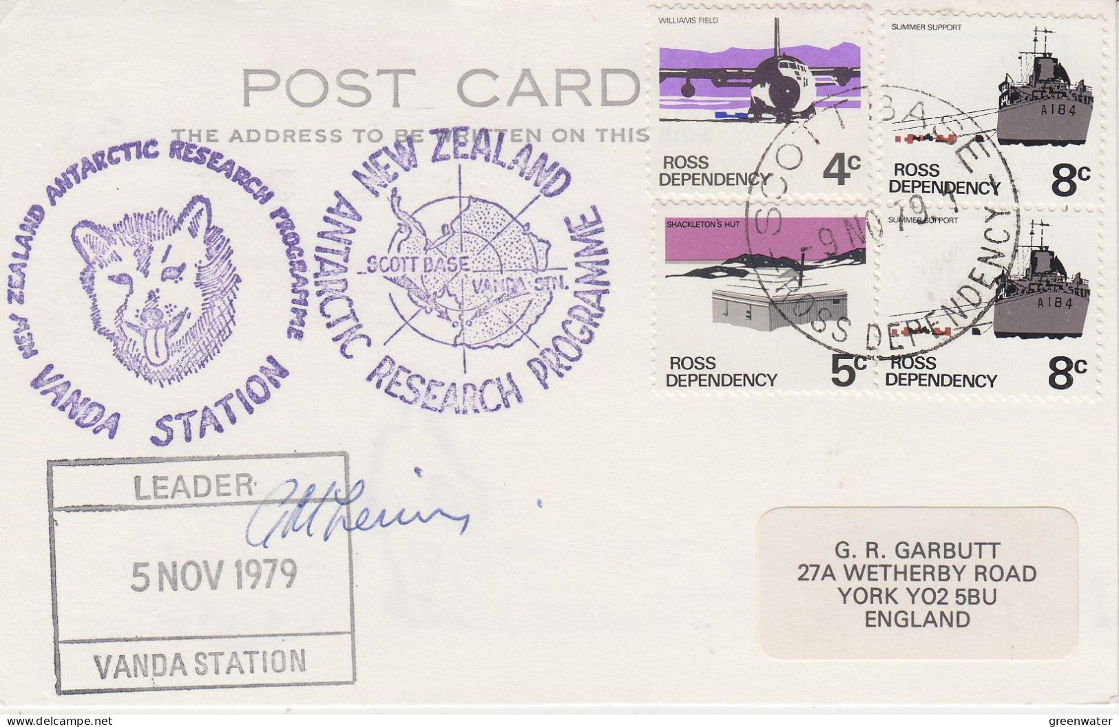 Ross Dependency Vanda Station Signature Leader Vanda Station Ca Scott Base 9 NOV 1979 (SO179) - Antarctic Expeditions