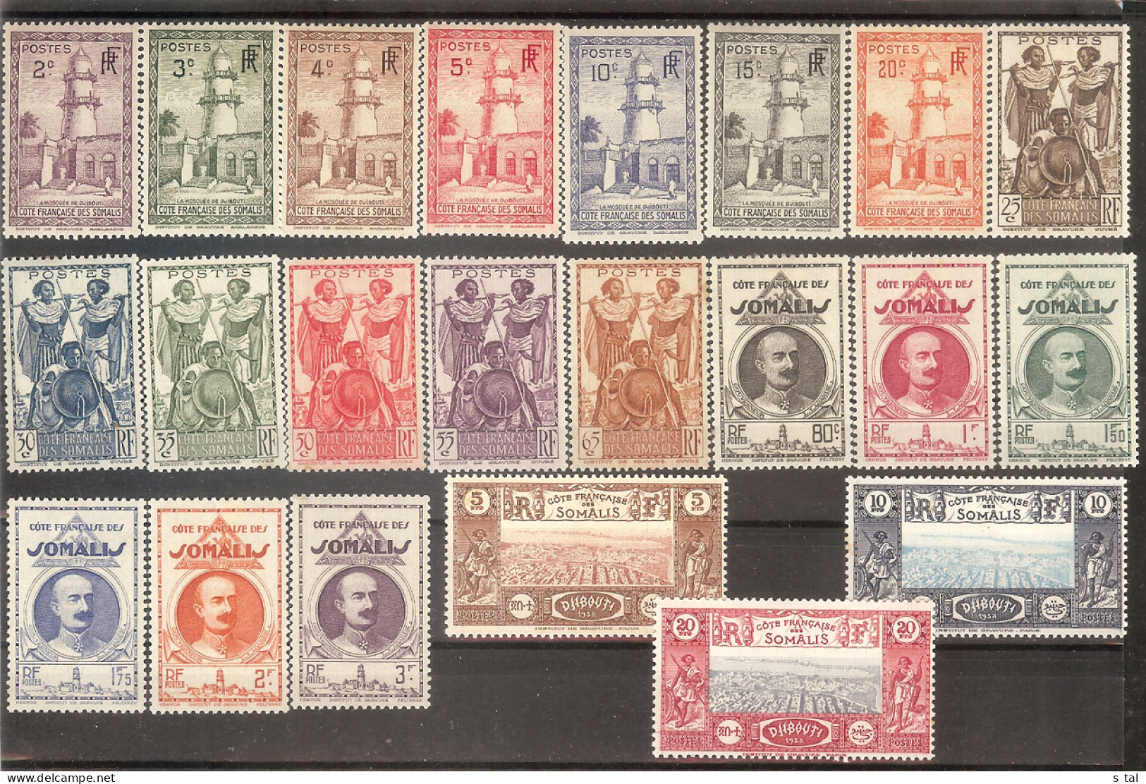 French SOMALI Mosgue,warriors  Set 22 Stamps  MH - Autres & Non Classés