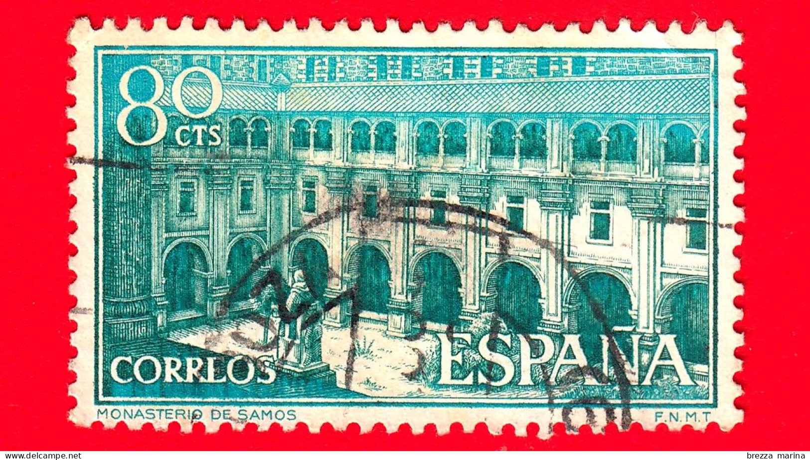 SPAGNA  - Usato - 1960 - Reale Monastero Di Samos - Chiostro - 80 - Oblitérés