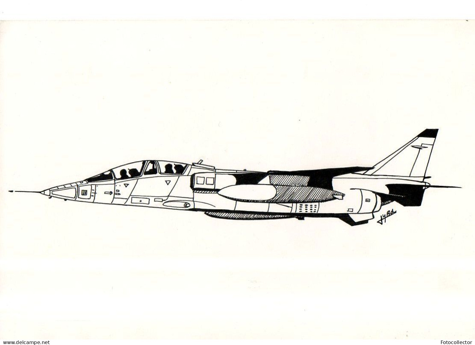 Dessin à L'encre De Chine Signé JYBD (Jean-Yves Brouard) Représentant Un Avion Jaguar - Original Drawings