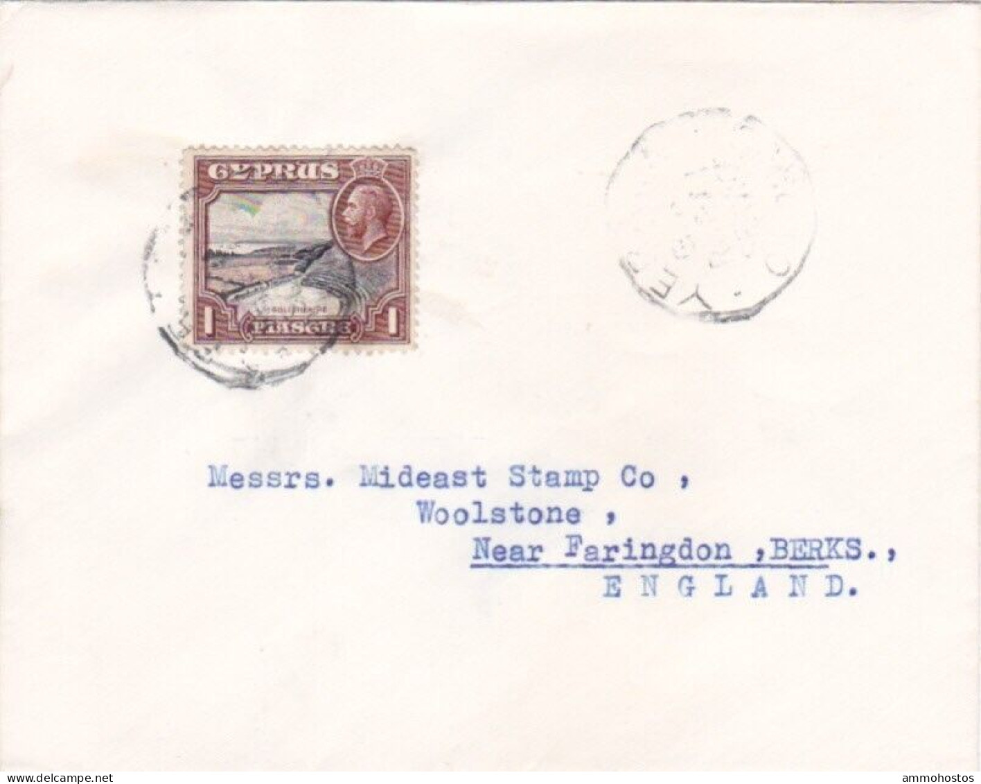 CYPRUS KGV RURAL COVER YERASA TO UK 1 PIASTRE - Chypre (...-1960)