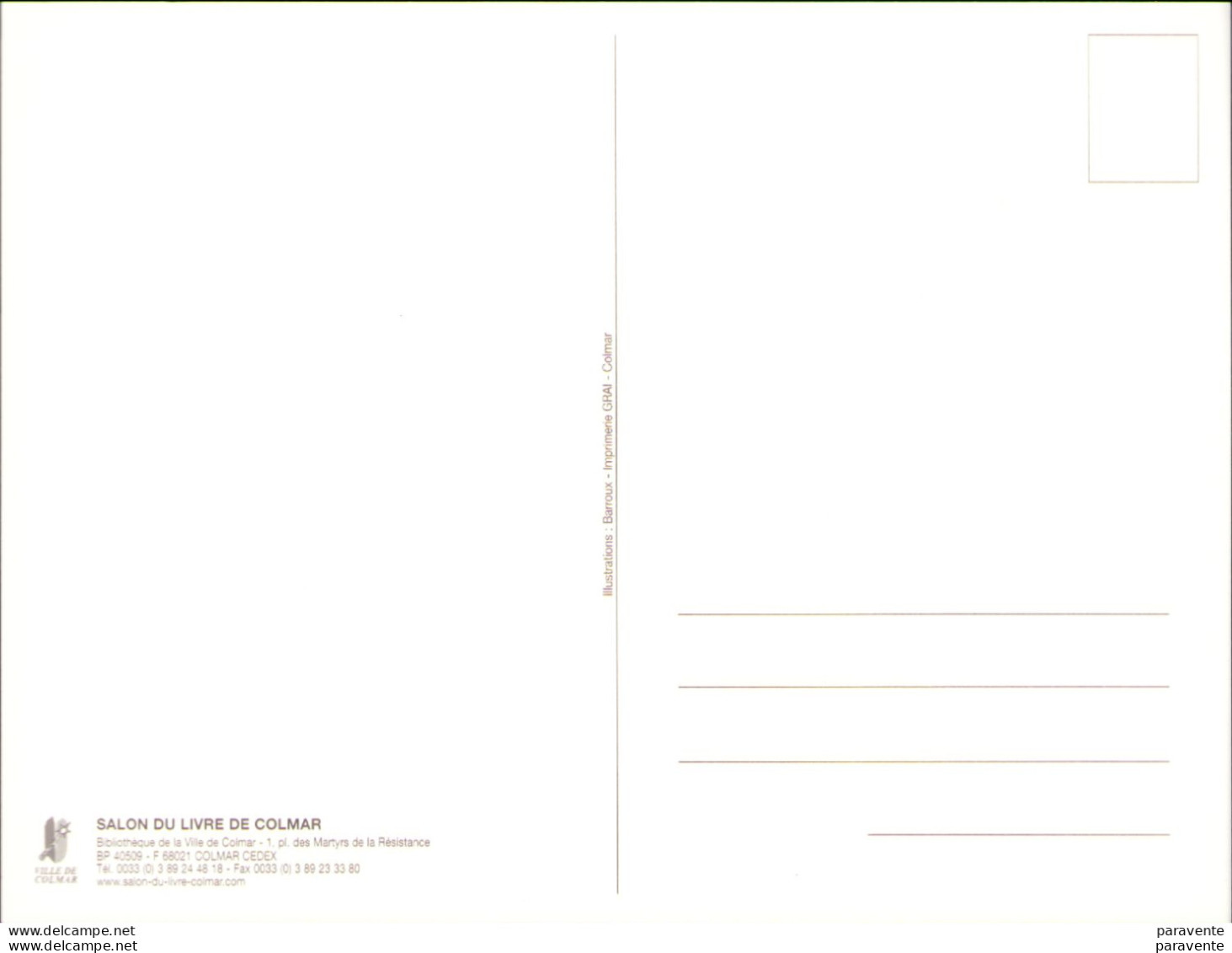 BARROUX : Carte Postale Salon Du Livre De COLMAR - Bourses & Salons De Collections
