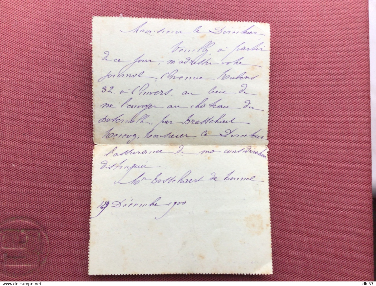 BELGIQUE Carte Lettre 19/12/1900 - Cartes-lettres