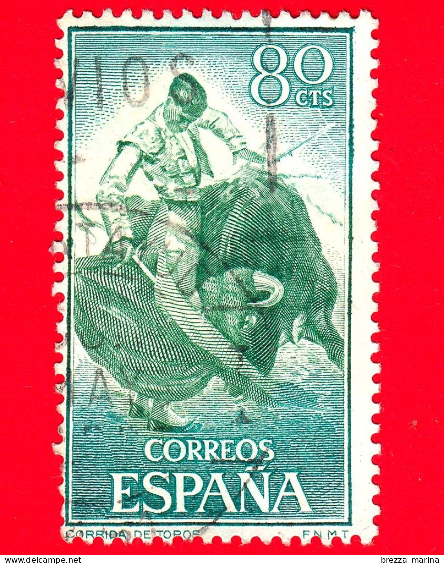 SPAGNA - Usato - 1960 - Tauromachia - La Corrida - Bullfighting - Finta Di Destra - 80 - Oblitérés