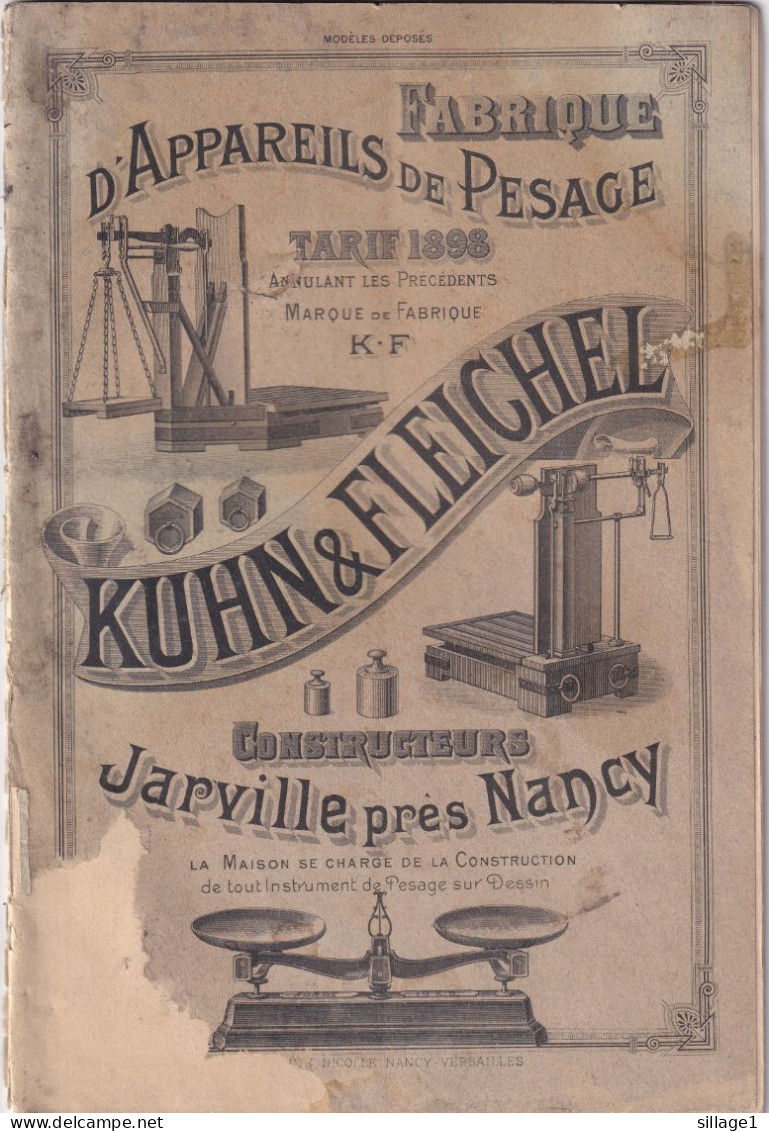 Jarville Près Nancy Khun & Fleichel K.F - Constructeur - Fabrique D' Appareils De Pesage - Tarif 1898 - Lorraine - Vosges