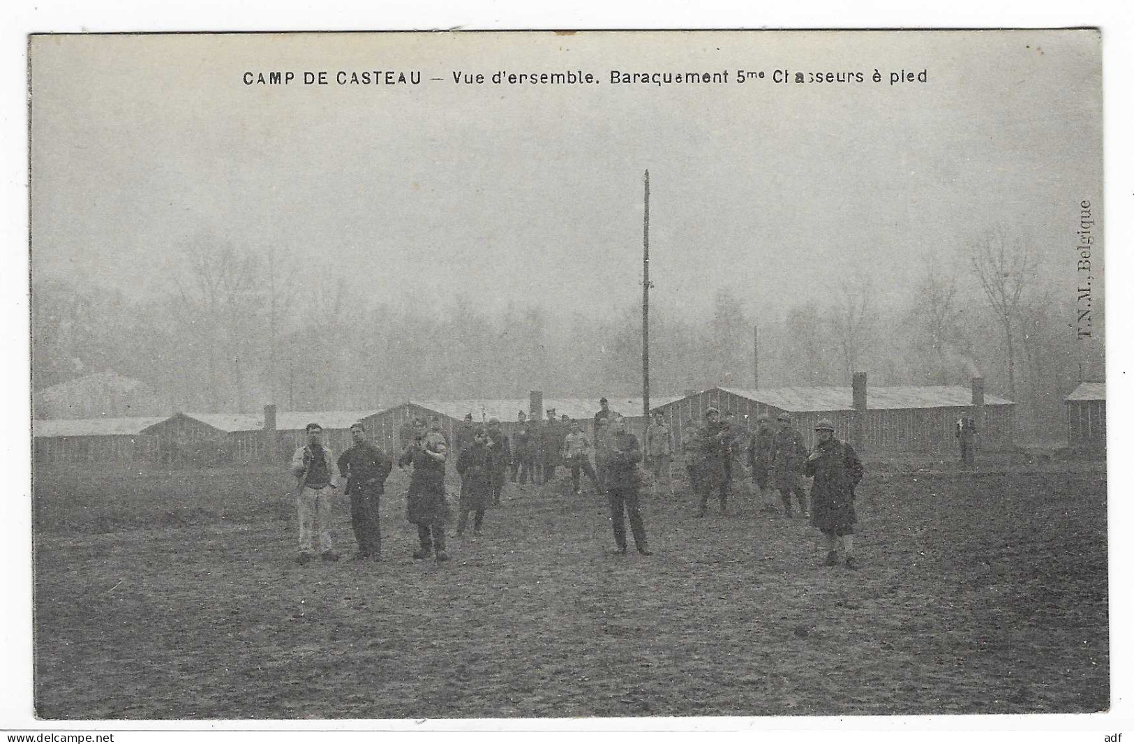 CPA ANIMEE CAMP DE CASTEAU, ANIMATION, VUE D'ENSEMBLE, BARAQUEMENT 5eme CHASSEURS A PIED, SOLDATS, MILITARIA, BELGIQUE - Soignies