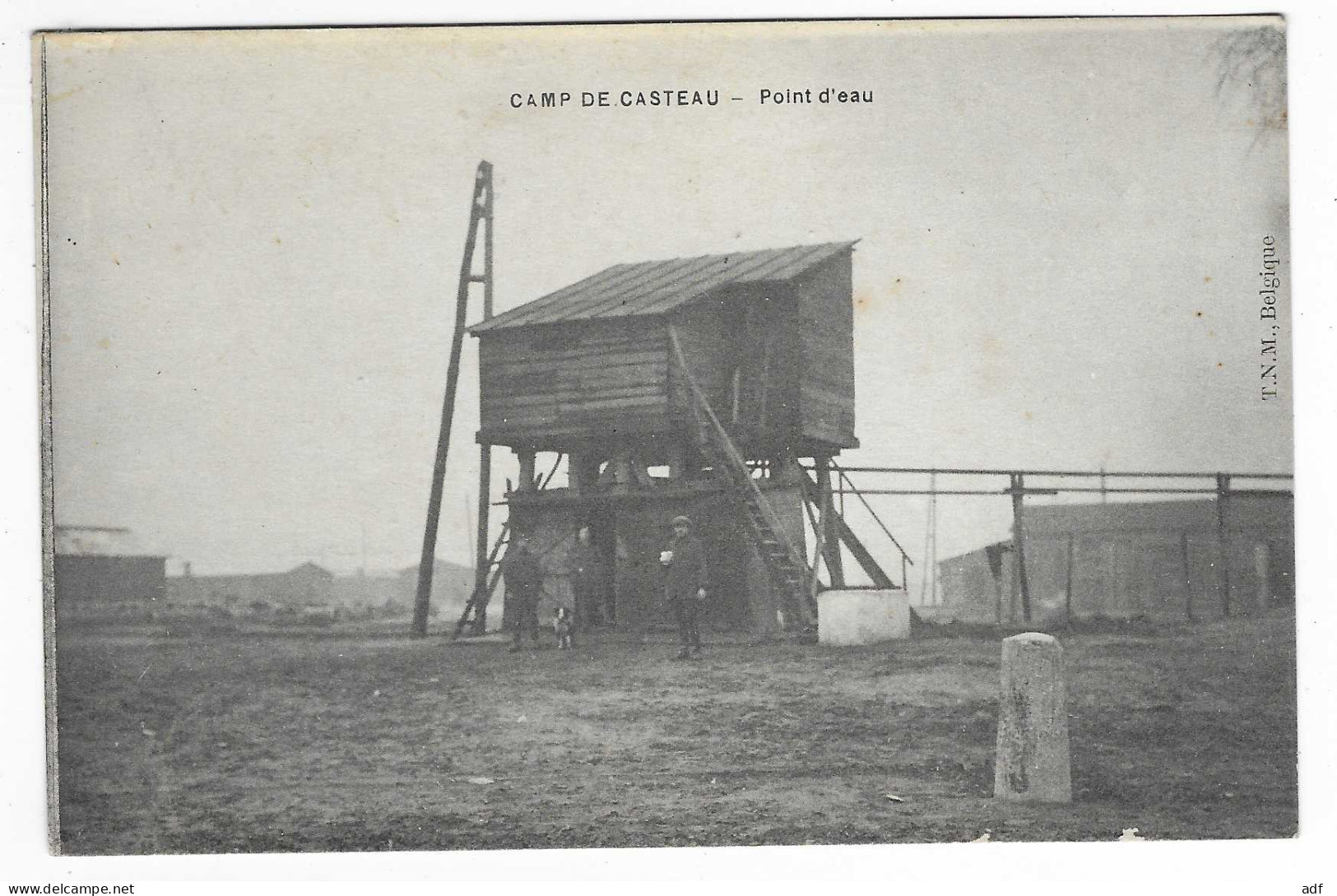 CPA ANIMEE CAMP DE CASTEAU, PETITE ANIMATION DEVANT LE POINT D'EAU, SOLDATS, MILITARIA, SOIGNIES, BELGIQUE - Soignies