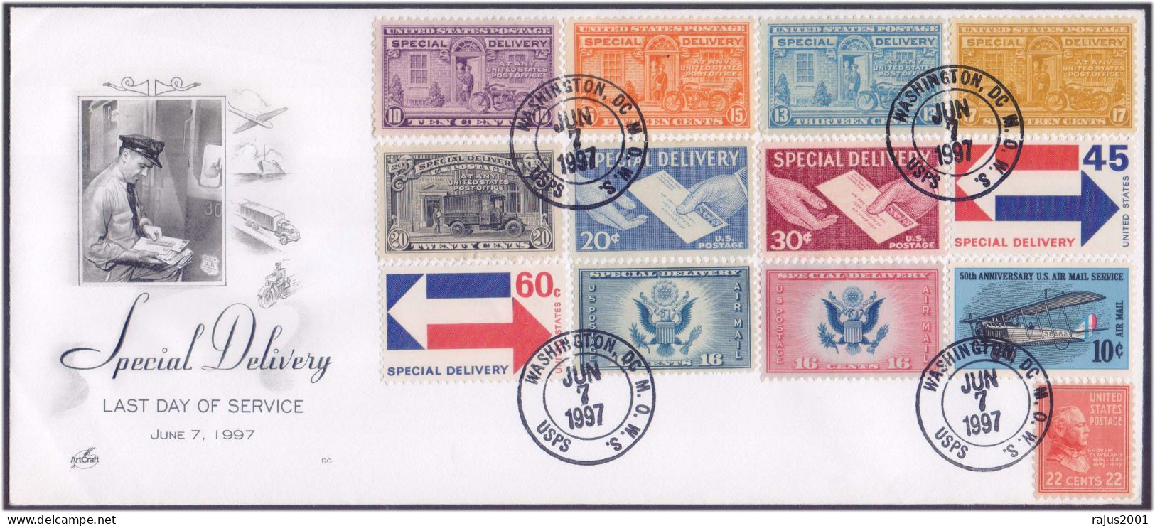 Special Delivery Last Day Of Service Washington DC M.O.W.S USPS, USA 1997 Cover - Briefe U. Dokumente