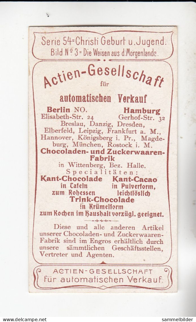 Actien Gesellschaft  Christi Geburt U Jugend Die Weisen Aus D. Morgenland  Serie  54 #3 Von 1900 - Stollwerck