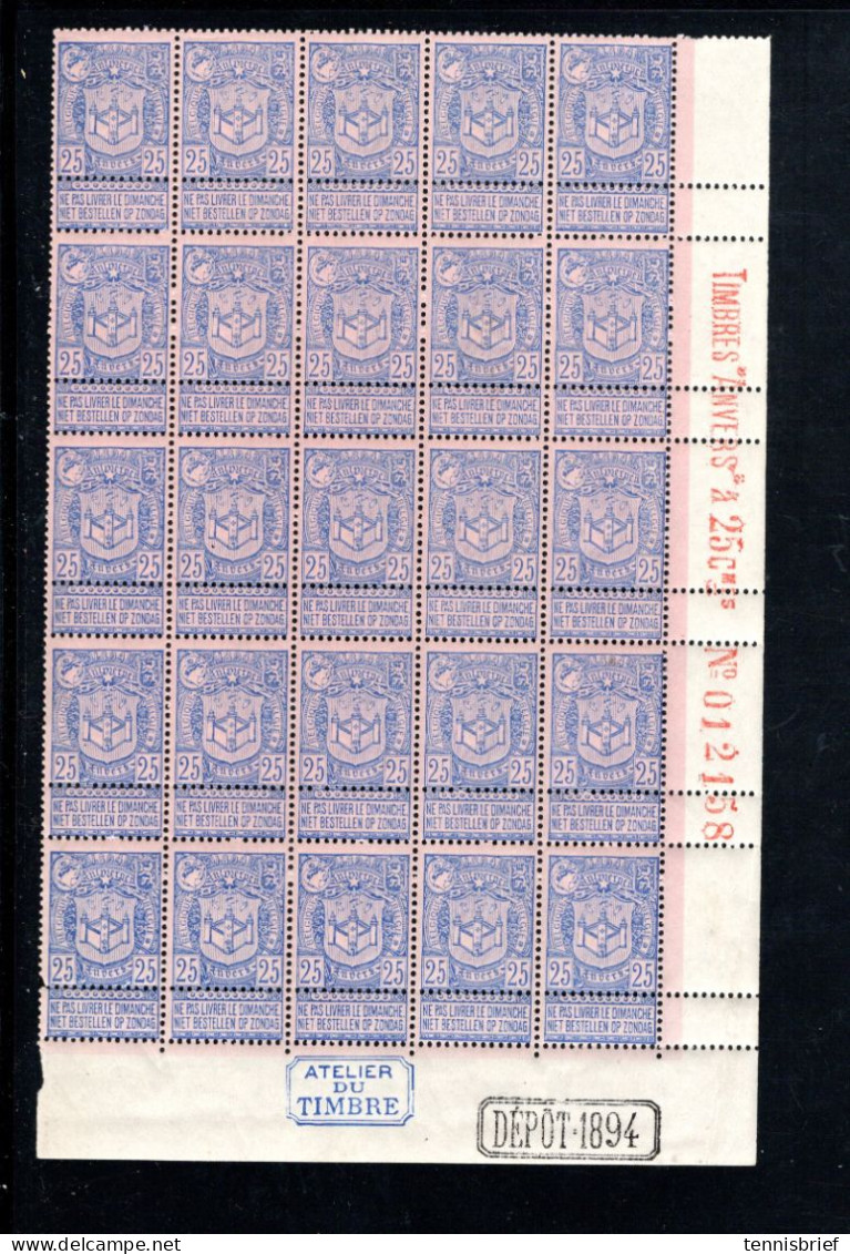 1894 , Exposition 25 C. ,bloc De 25 Avec Bord De Feuille Complet , Avec Inscriptions !! Neuf Sans Charnieres    #1563 - 1894-1896 Esposizioni