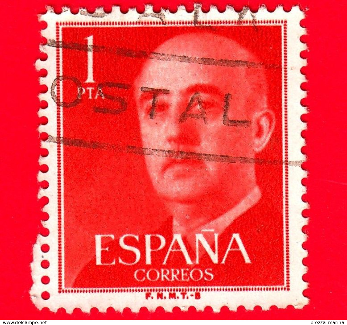 SPAGNA - Usato - 1955 - Ritratto (busto) Del Generale Francisco Franco (rivolta In Avanti) - F.N.M.T. - 1 P - Usati