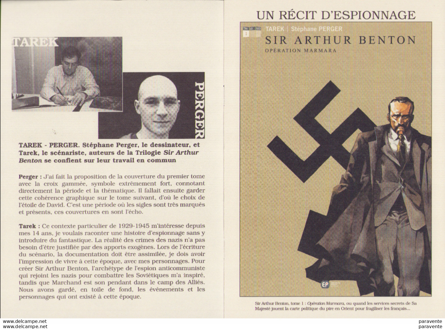 PERGER : Dossier Presentation SIR ARTHUR BENTON - Dossiers De Presse