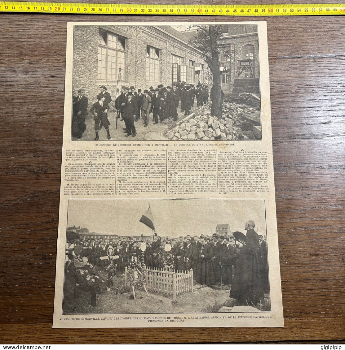 1921 GHI AU CIMETIERE De MERVILLE CONGRES DE JEUNESSE Catholique - Collections