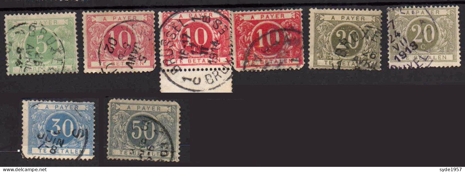 Belgique - Timbres Taxe 1895 : 8 Timbres Oblitérés Liste COB Ci-dessous: (cote Totale > 3,50€) - Stamps