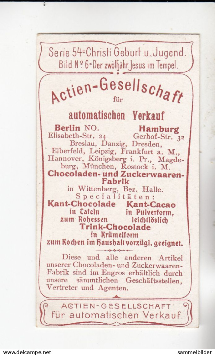 Actien Gesellschaft  Christi Geburt U Jugend Der Zwölfjähr. Jesus Im Tempel   Serie  54 #6 Von 1900 - Stollwerck