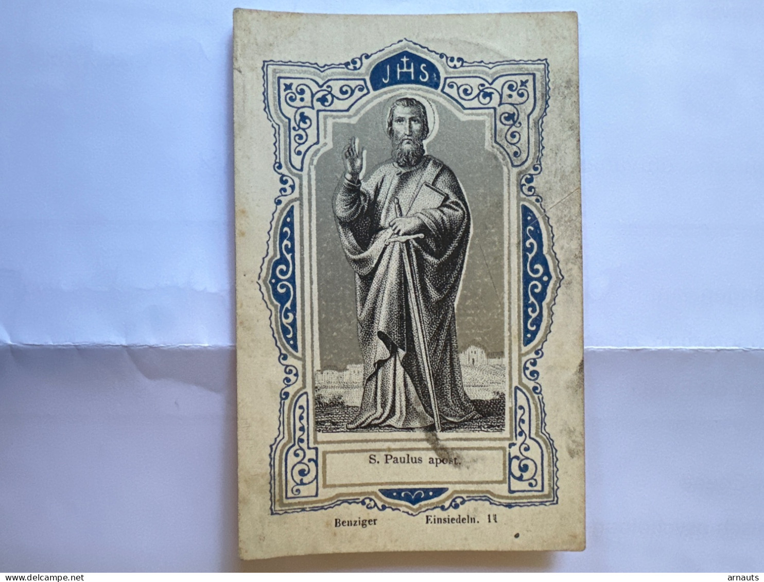 Heiligenprent Saint Paulus Apost. Benziger Einsiedeln JHS  9,5x6 Cm Holy Card Image Pieuse - Collections