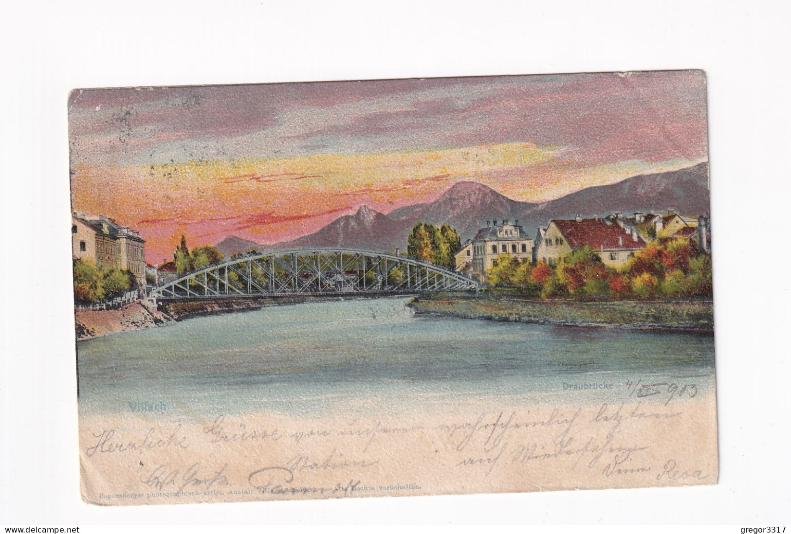 E5984) VILLACH - Litho Draubrücke 1903 - Villach