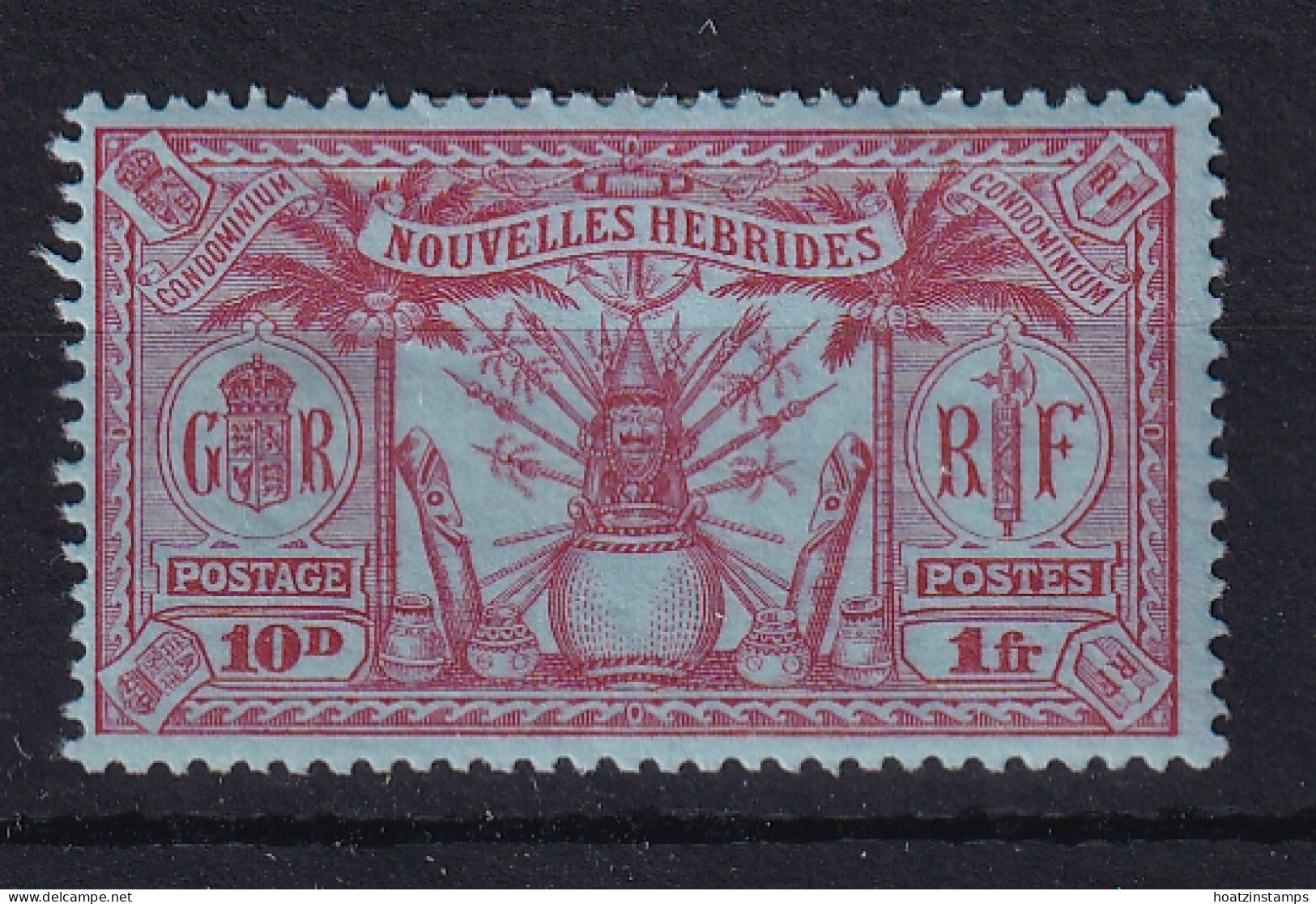New Hebrides - France: 1925   Weapons & Idols   SG F50   1fr (10d)   MH - Nuovi