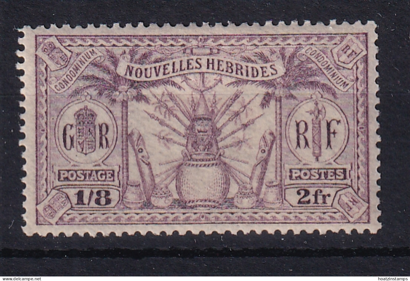 New Hebrides - France: 1925   Weapons & Idols   SG F51   2fr (1/8d)   MH - Unused Stamps