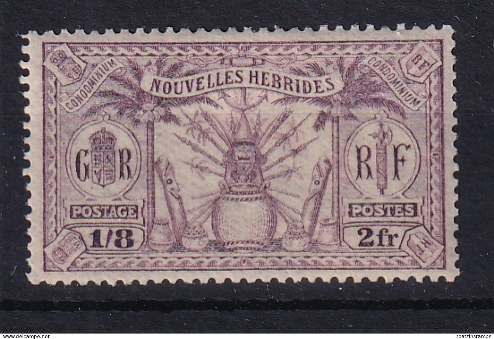 New Hebrides - France: 1925   Weapons & Idols   SG F51   2fr (1/8d)   MH - Ongebruikt