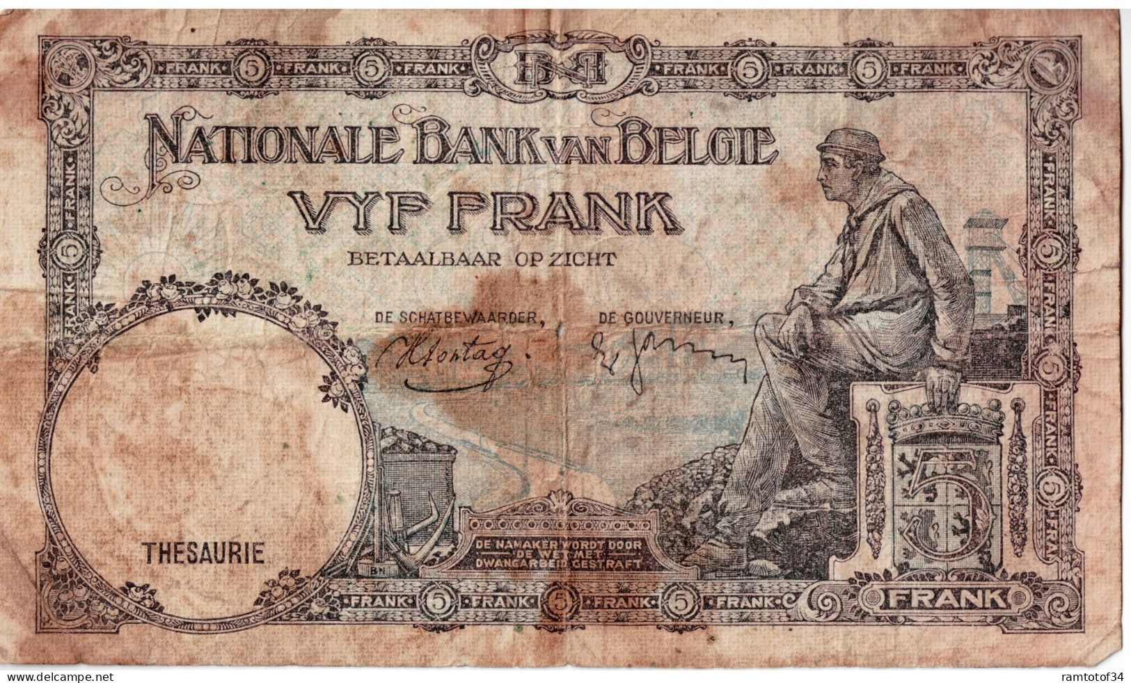 BELGIQUE - 5 Francs 1938 - 5 Francos