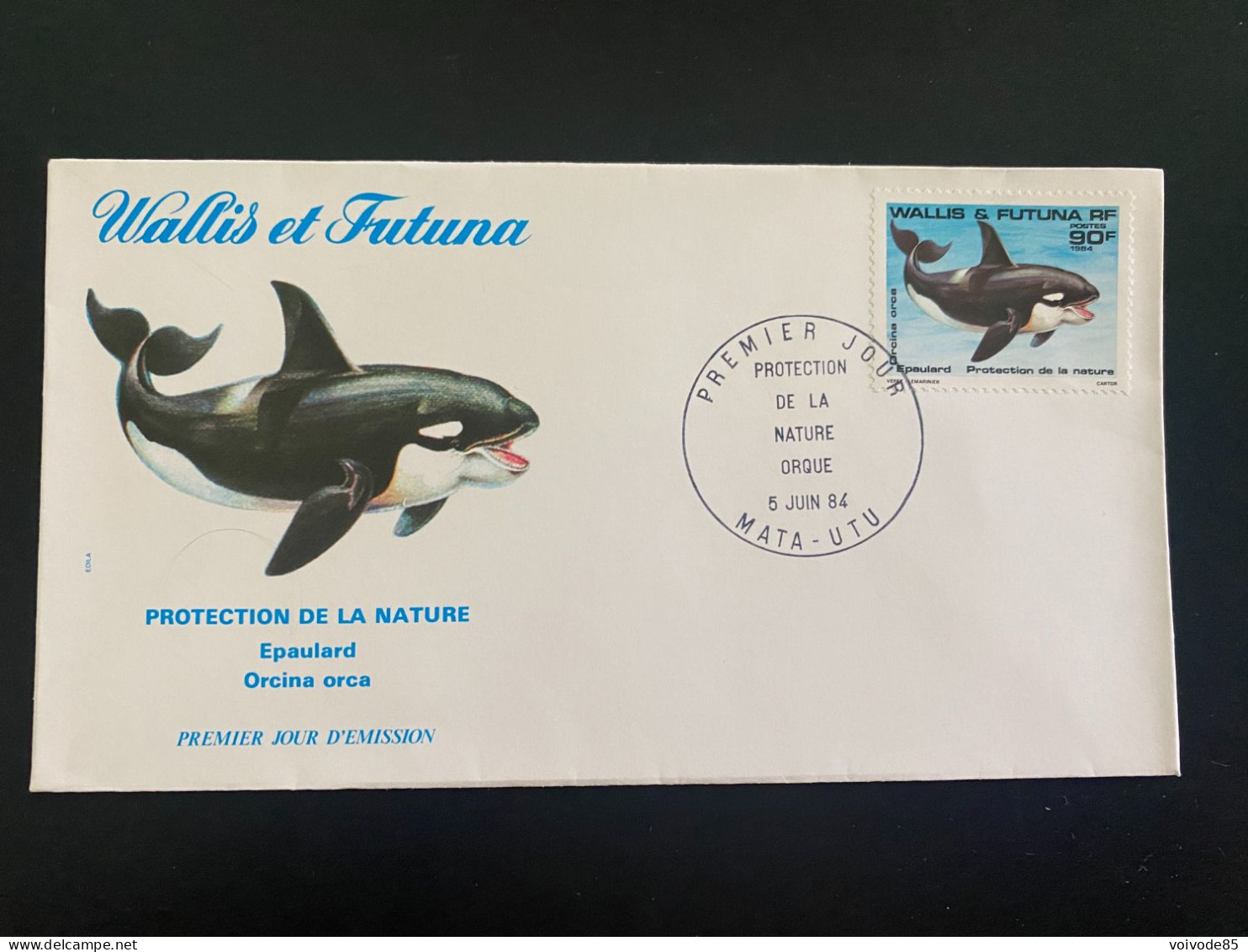 Enveloppe 1er Jour "Protection De La Faune - Orque - Cétacés" 05/06/1984 - 320 - Wallis Et Futuna - FDC