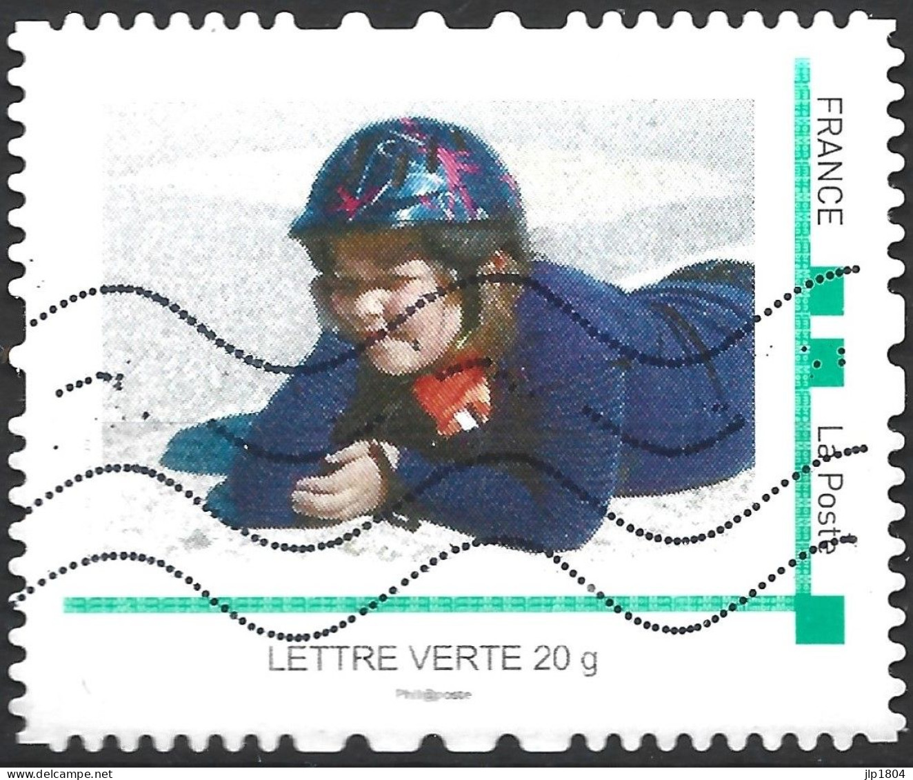 Montimbramoi Jeune Fille - Lettre Verte - Timbre Sur Support - Used Stamps