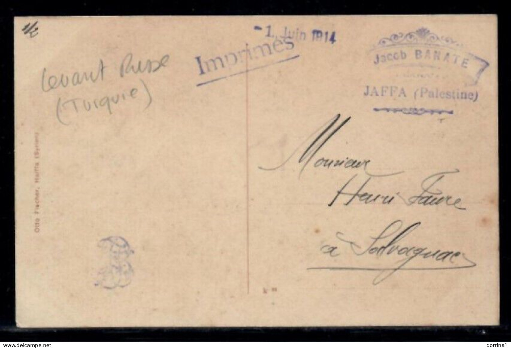 Jaffa 1914 - Russia 20PARA Stamp Levant Post Office In Palestine Haifa Postcard - Levant