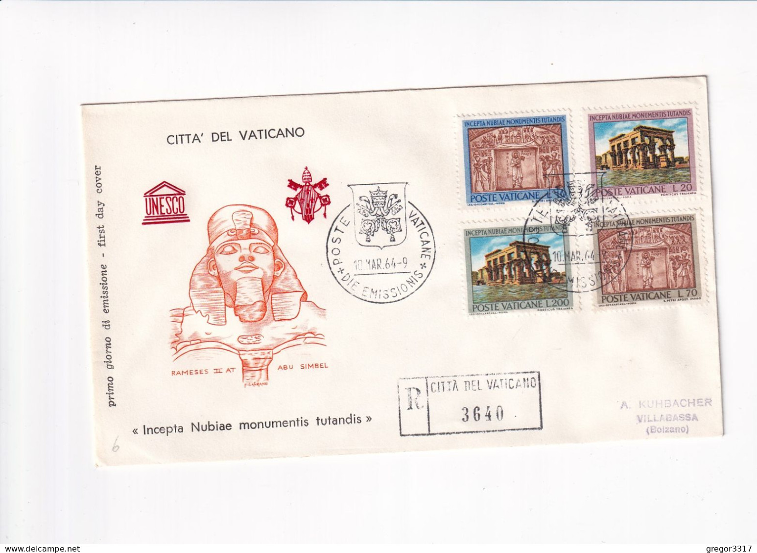 E5986) CITTA Del VATICANO - Incepta Nubiae Monumentis Tutandis - FDC - Einschreiben Raccomandata - 1964 - FDC