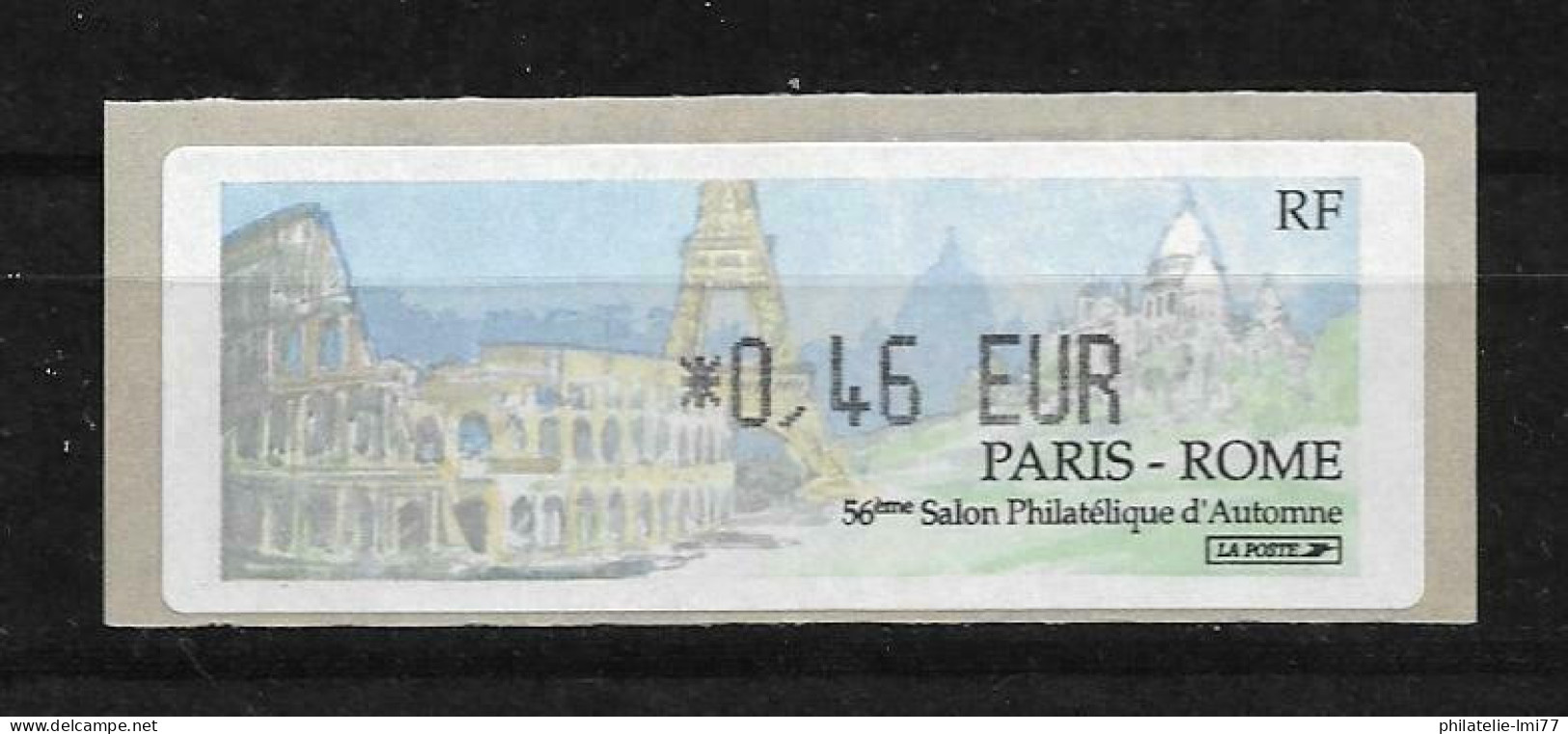 LISA 0,46 € - Paris Rome - 56ème Salon Philatélique D'automne - 1999-2009 Illustrated Franking Labels