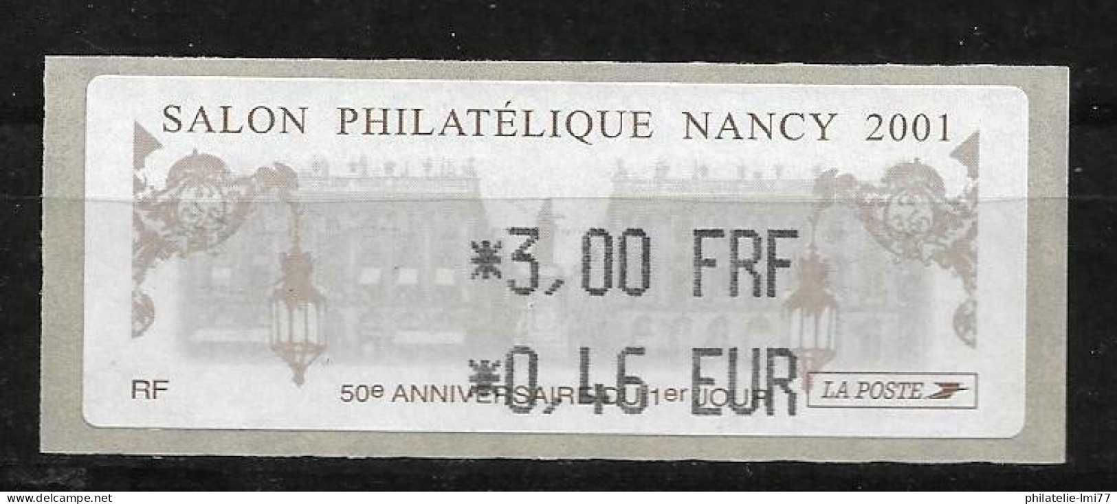 LISA 0,46 € - Salon Philatélique Nancy 2001 - 50e Anniversaire Du 1er Jour - 1999-2009 Illustrated Franking Labels