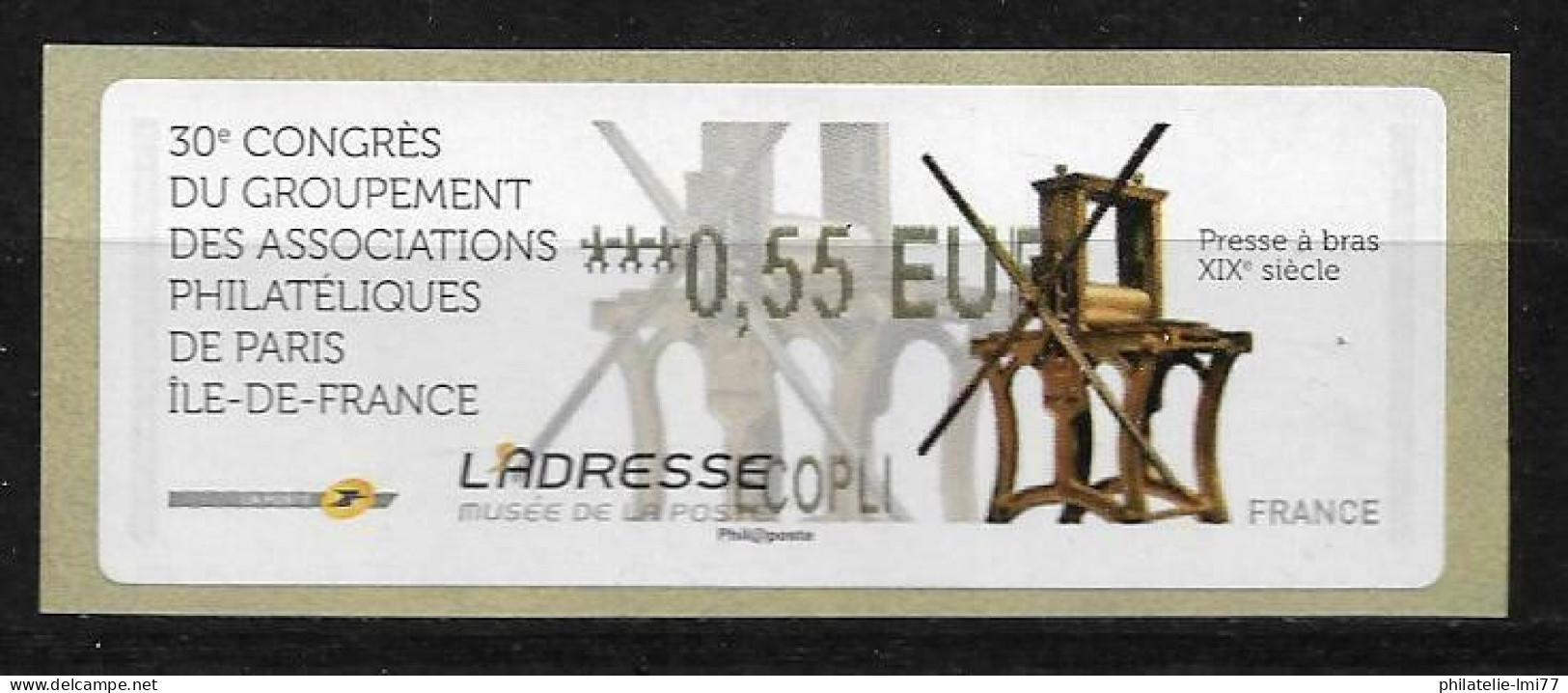 LISA 0,55 € - 30e Congrès Des Associations Philatéliques De Paris IDF - 1999-2009 Illustrated Franking Labels