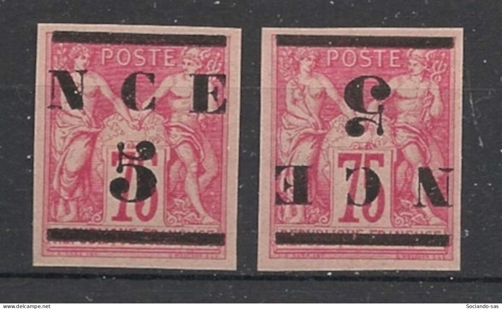 NOUVELLE-CALEDONIE - 1883 - N°YT. 7 + 7a - Type Sage 5 Sur 75c Rose - Neuf Luxe ** / MNH - Neufs
