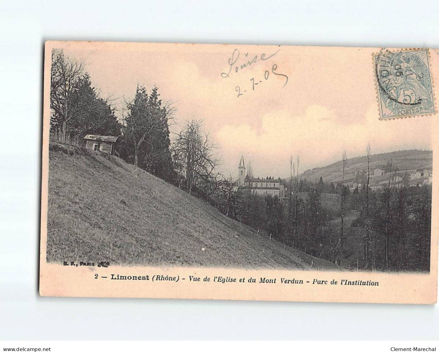 LIMONEST : Vue De L'Eglise Et Du Mont Verdun, Parc De L'Institution - Très Bon état - Limonest