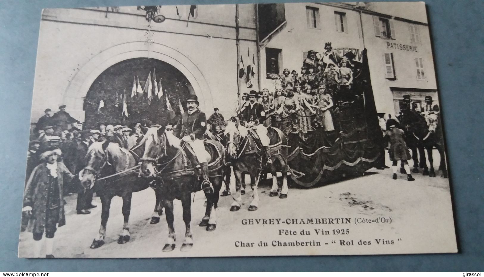 CPA CHEVAL CHEVAUX ATTELES ATTELAGE GEVREY CHAMBERTIN COTE D OR 21 FETE DU VIN 1925 CHAR CHAMBERTIN ROI DES VINS - Gevrey Chambertin