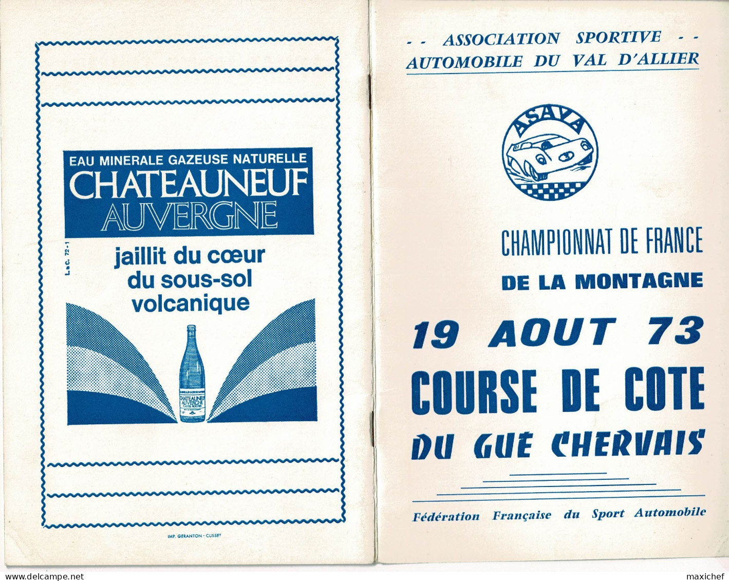 Association Du Val D'Allier - Championnat France Montagne - Course De Côte Du Gué Chervais - 19 Août 73 - Automobile - F1