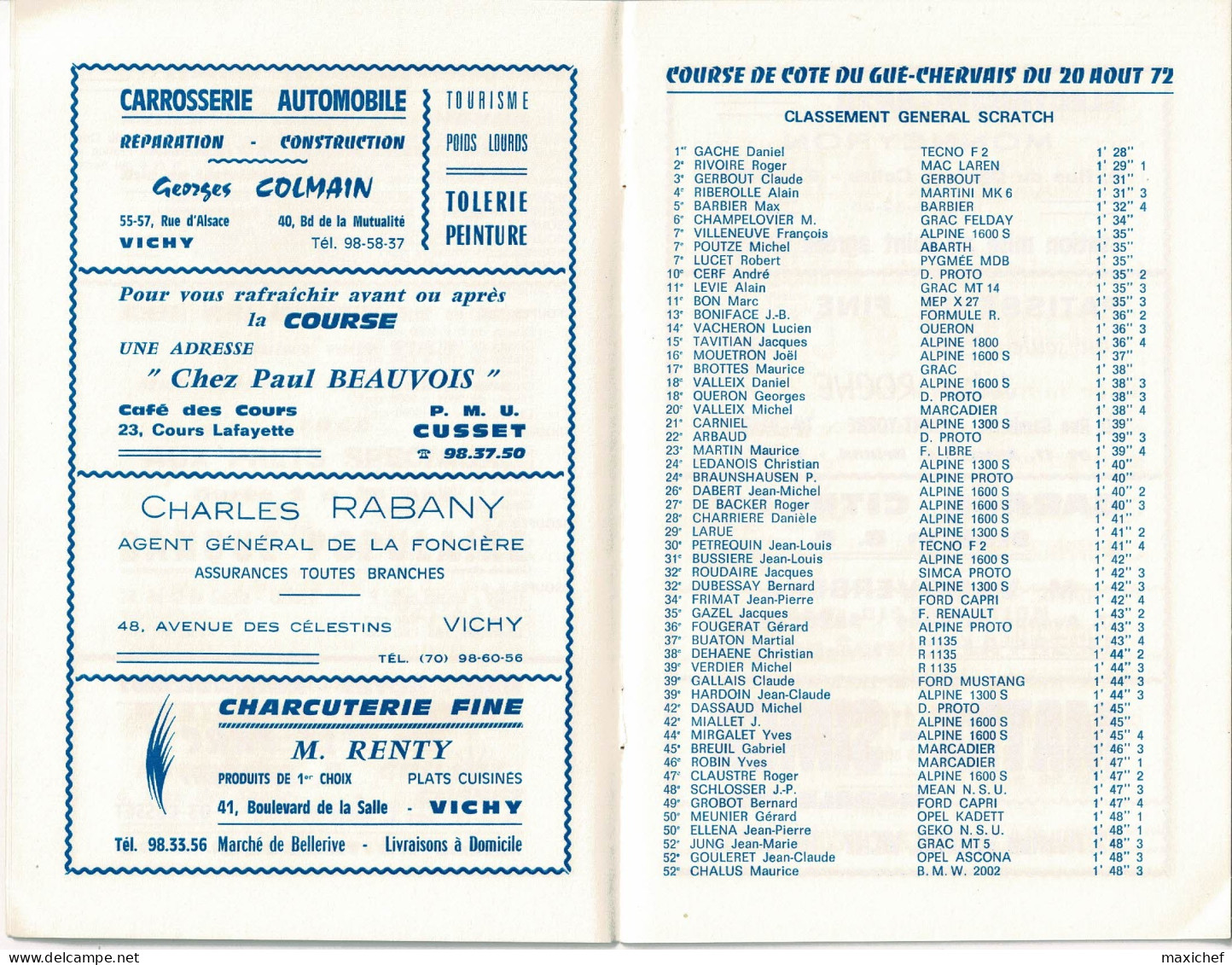 Association Du Val D'Allier - Championnat France Montagne - Course De Côte Du Gué Chervais - 19 Août 73 - Automovilismo - F1