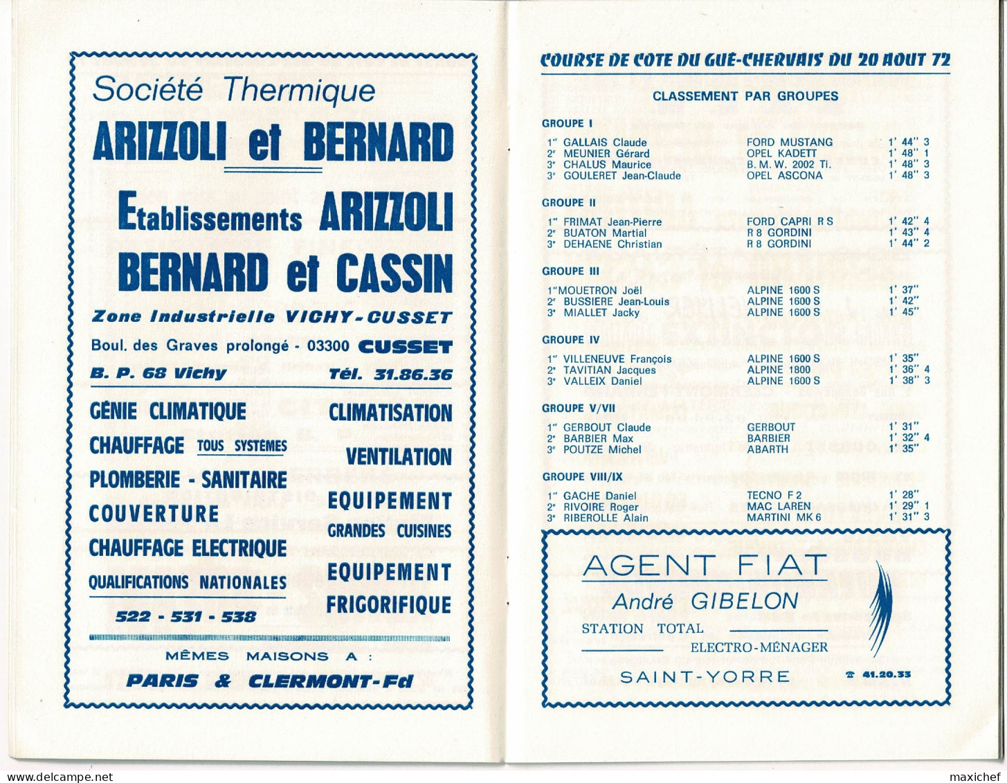 Association Du Val D'Allier - Championnat France Montagne - Course De Côte Du Gué Chervais - 19 Août 73 - Automobile - F1