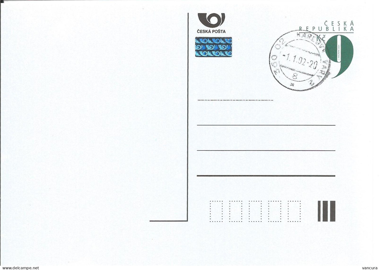 CDV 64 B - Czech Republic Solpera 9Kc 2002 - Cartes Postales