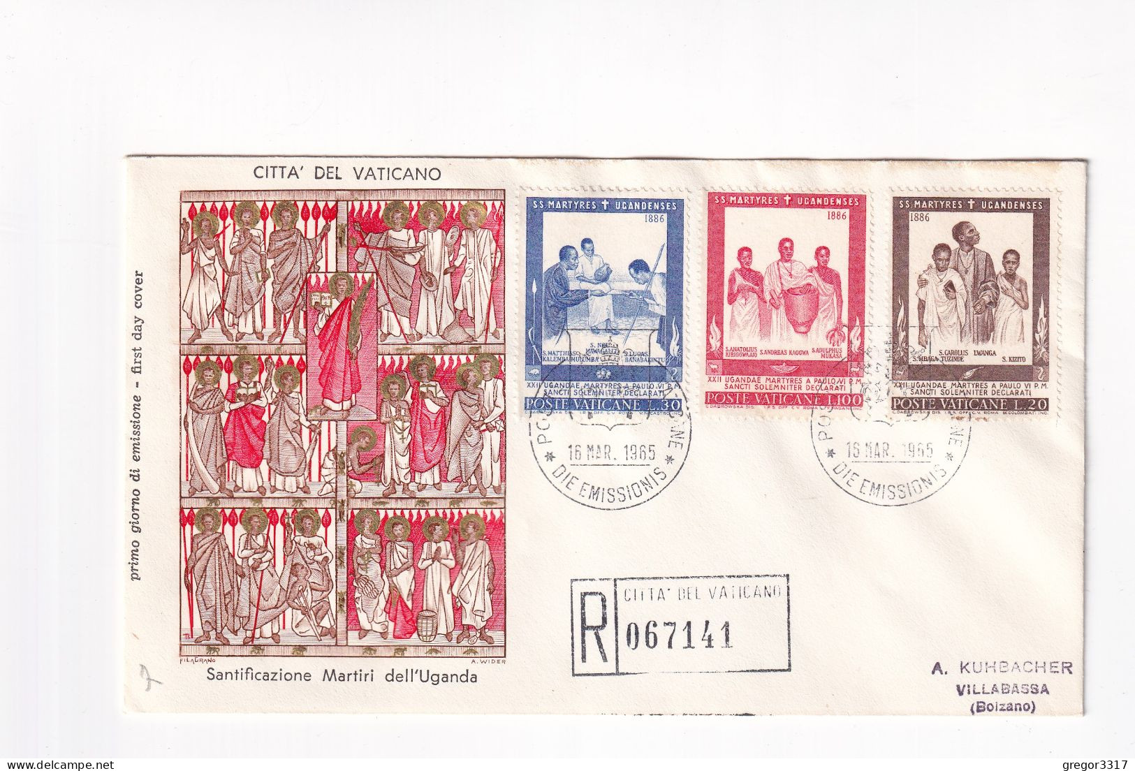 E5993) CITTA Del VATICANO - Santificazione MARTIRI Dell` UGANDA   - FDC - Einschreiben Raccomandata - 1965 - FDC