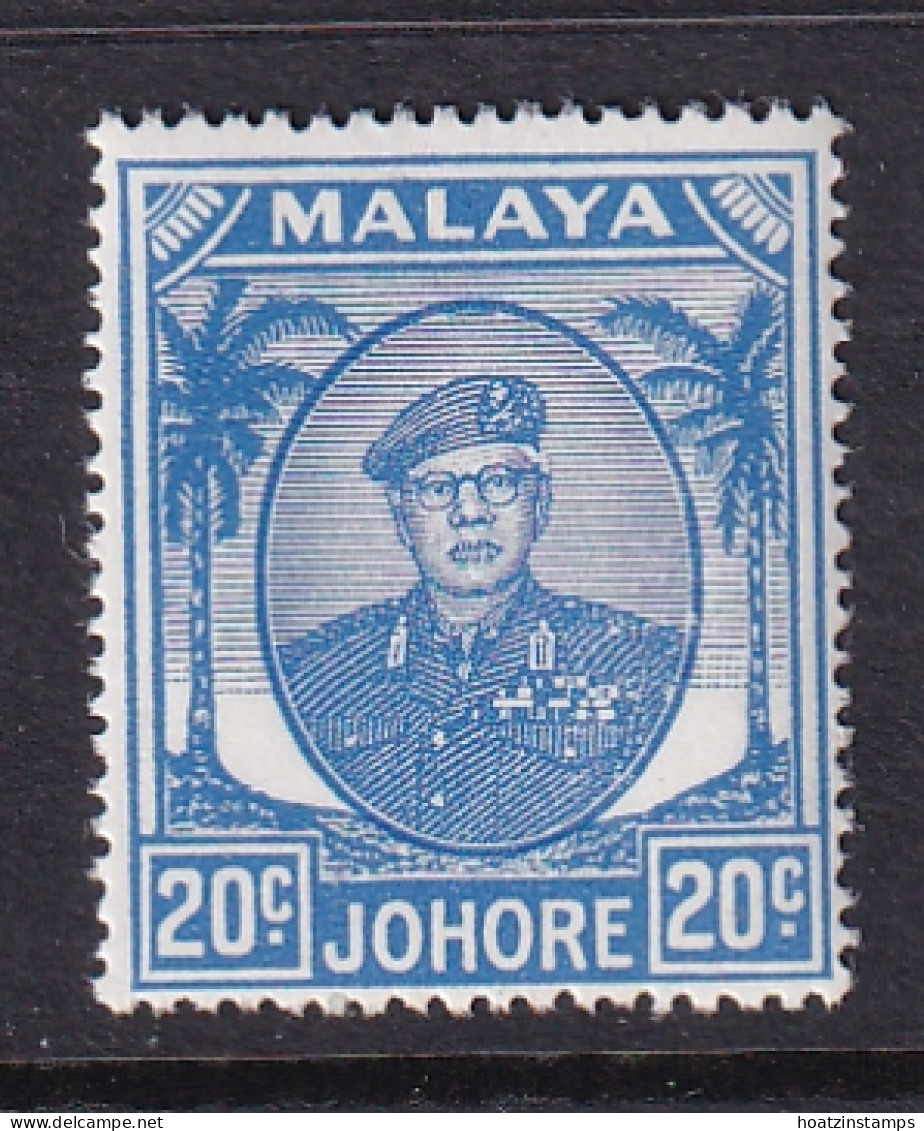 Malaya - Johore: 1949/55   Sultan Ibrahim    SG141a    20c   Bright Blue   MNH    - Johore